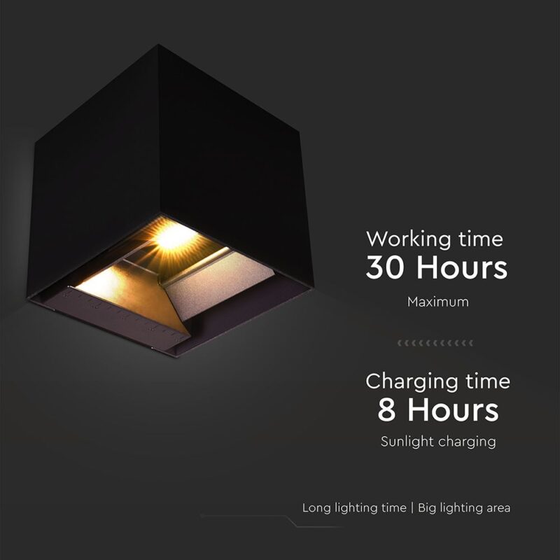 Ηλιακό Φωτιστικό Τοίχου LED 9W Down Μαύρο με Ανιχνευτή Κίνησης IP65 3σε1 V-TAC 23770