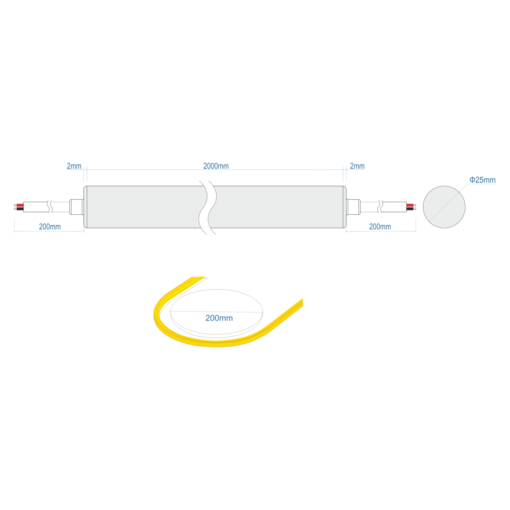 TAINIA NEON RONDO 12W IP65 24V 4000K 2M – 2-CL502002