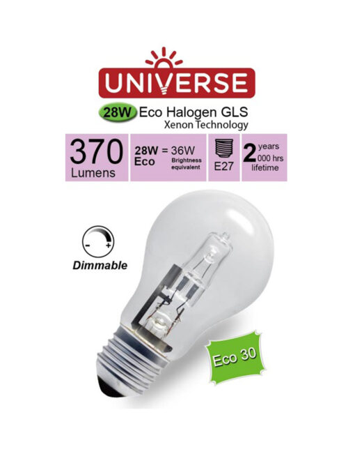 ΛΑΜΠΑ ΑΛΟΓΟΝΟΥ ΕCO30 CLASSIC A55 28W E27 2800K 220-240V 370lm 360° DIMMABLE UNIVERSE – 1-U001335