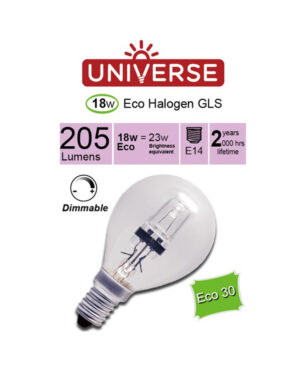 ΛΑΜΠΑ ΑΛΟΓΟΝΟΥ ΕCO30 ΣΦΑΙΡΑΚΙ G45 18W Ε14 2800K 220-240V 204lm 360° DIMMABLE UNIVERSE – 1-U001526