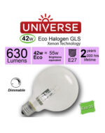 ΛΑΜΠΑ ΑΛΟΓΟΝΟΥ ΕCO30 ΣΦΑΙΡΑ G95 52W E27 2800K 220-240V 840lm 360° DIMMABLE UNIVERSE – 1-U003377