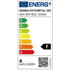 ΛΑΜΠΑ LED SMD Α60 8W Β22 3000K 220-240V 806lm/F UNIVERSE – 1-U004589