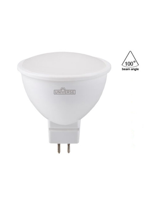 ΛΑΜΠΑ LED MR16 GU5,3 6W 4000K 12V-AC/DC 500lm 100° UNIVERSE – 1-U004824