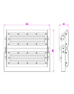 ΠΡΟΒΟΛΕΑΣ LED 100W PROFESSIONAL MODULAR SMD DOB 5000K 220-240V 10000lm 120°x60° IP65 ΑΝΘΡΑΚΙ UNIVERSE – 1-U006231