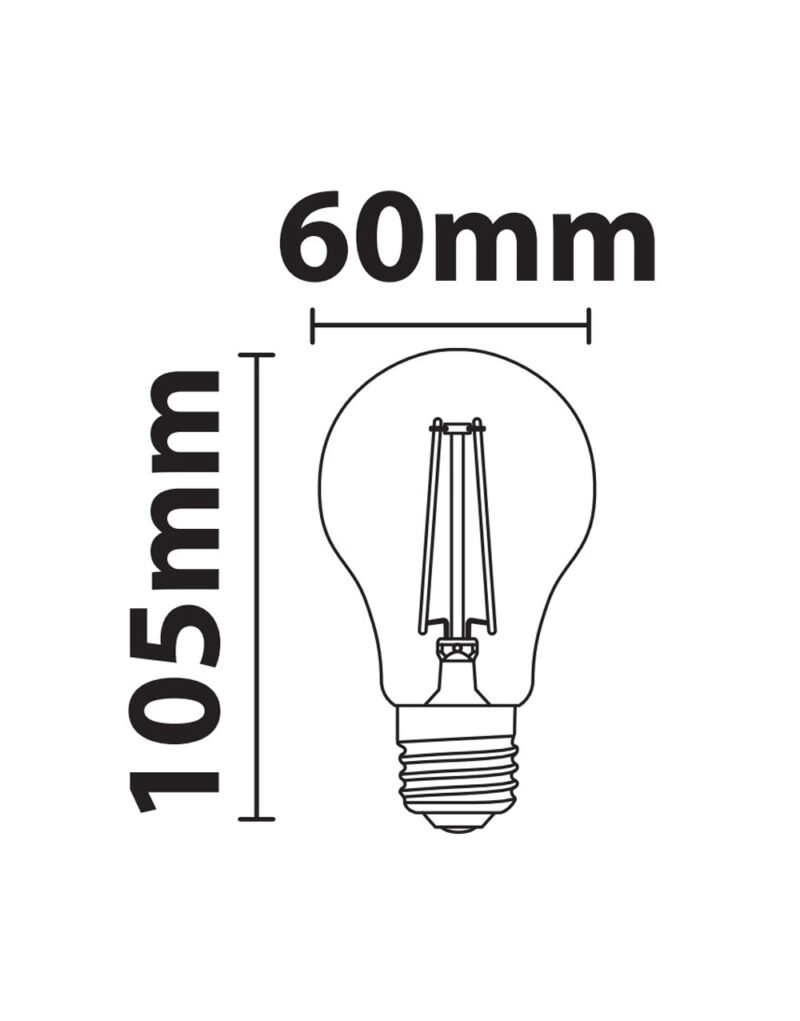 ΛΑΜΠΑ LED QUAD FILAMENT ΜΕΛΙ Α60 4W E27 2200K 220-240V 300lm 360° DIMMABLE UNIVRSE – 1-U007276