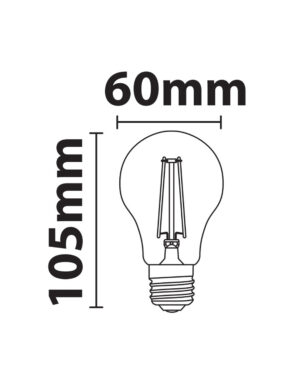 ΛΑΜΠΑ LED CROSS FILAMENT ΜΕΛΙ Α60 9W Ε27 2200K 220-240V 1050lm  360° DIMMABLE UNIVERSE – 1-U008433