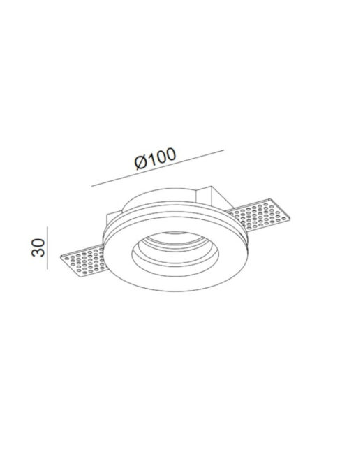 ΣΠΟΤ ΧΩΝEYTO ΓΥΨΙΝΟ Φ100x30mm 1xMR16/GU10 MAX 50W UNIVERSE – 1-U008921