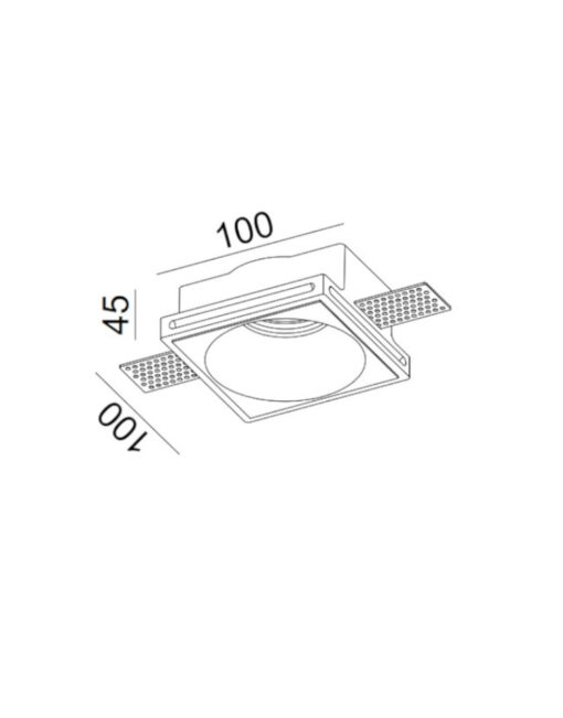 ΣΠΟΤ ΧΩΝEYTO ΓΥΨΙΝΟ 100x100x45mm 1xMR16/GU10 MAX 50W UNIVERSE – 1-U008969