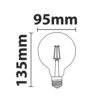 ΛΑΜΠΑ LED CROSS FILAMENT ΜΕΛΙ G95 7W E27 2200K 220-240V 806lm 360° DIMMABLE UNIVRSE – 1-U010894
