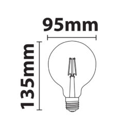 ΛΑΜΠΑ LED CROSS FILAMENT ΜΕΛΙ G95 7W E27 2200K 220-240V 806lm 360° DIMMABLE UNIVRSE – 1-U010894