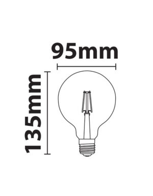 ΛΑΜΠΑ LED CROSS FILAMENT ΜΕΛΙ G95 7W E27 2200K 220-240V 806lm 360° DIMMABLE UNIVRSE – 1-U010894