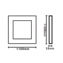 ΦΩΤΙΣΤΙΚΟ LED SLIM ΕΞΩΤΕΡΙΚΟ 300×300 24W 4000K 2160lm 120° LED CHIP SAMSUNG AC150-265V ΑΛΟΥΜΙΝΙΟΥ ΛΕΥΚΟ UNIVERSE – 1-U012386