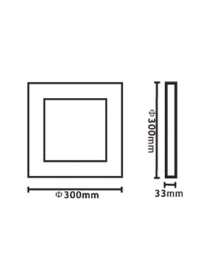 ΦΩΤΙΣΤΙΚΟ LED SLIM ΕΞΩΤΕΡΙΚΟ 300×300 24W 4000K 2160lm 120° LED CHIP SAMSUNG AC150-265V ΑΛΟΥΜΙΝΙΟΥ ΛΕΥΚΟ UNIVERSE – 1-U012386