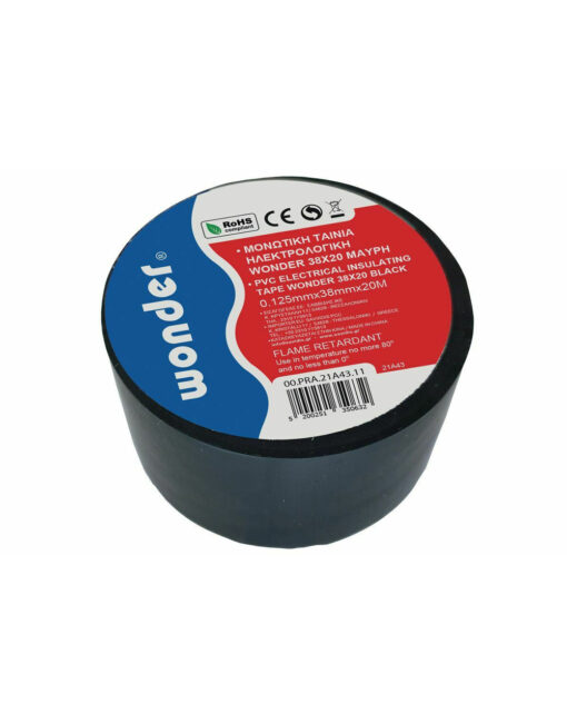 ΜΟΝΩΤΙΚΗ ΤΑΙΝΙΑ ΜΑΥΡΗ 0,13x38mm x20Y WONDER – 2-GR150014