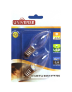 ΛΑΜΠΑ LED ΝΥΚΤΟΣ 0,5W E14 3000K 220-240V UNIVERSE X2ΤΕΜ – 2-U002103