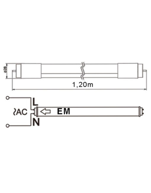 ΛΑΜΠΑ LED SMD T8 G13 18W 120cm 3000K (ΜΟΝΗΣ ΤΡΟΦΟΔΟΣΙΑΣ) 175-265V 1800lm 330° UNIVERSE – 2-U011693
