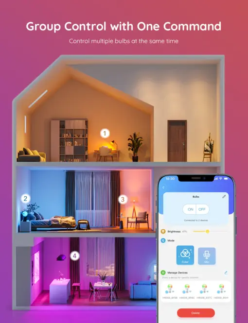 Smart Wi-Fi & BLE Λάμπα LED E27 1200lm RGBWW H6009 Govee 1.SH.01.G051