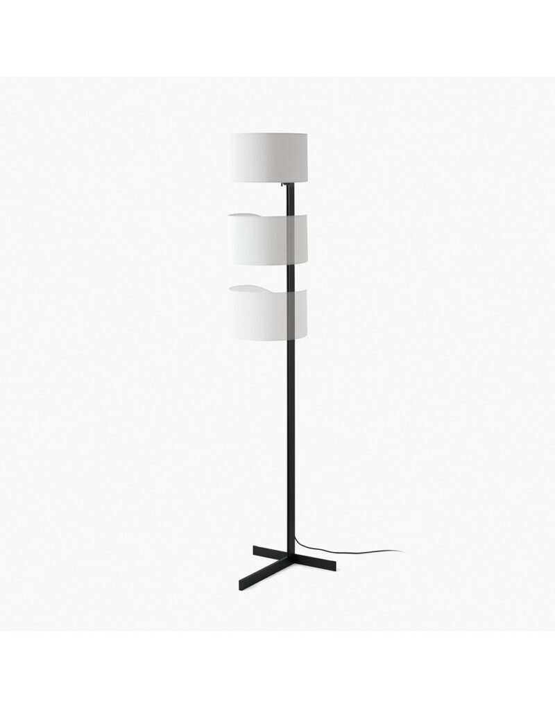 STAND UP BLACK FLOOR LAMP WHITE SHADE E27 20W – 1-FR57211-01