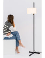 STAND UP BLACK FLOOR LAMP WHITE SHADE E27 20W – 1-FR57211-01