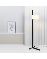 STAND UP BLACK FLOOR LAMP WHITE SHADE E27 20W – 1-FR57211-01