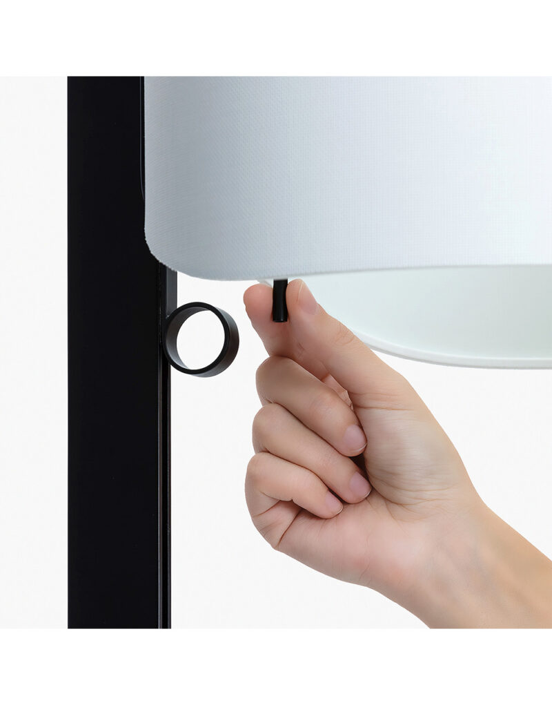 STAND UP BLACK FLOOR LAMP GREY SHADE E27 20W – 1-FR57211-03