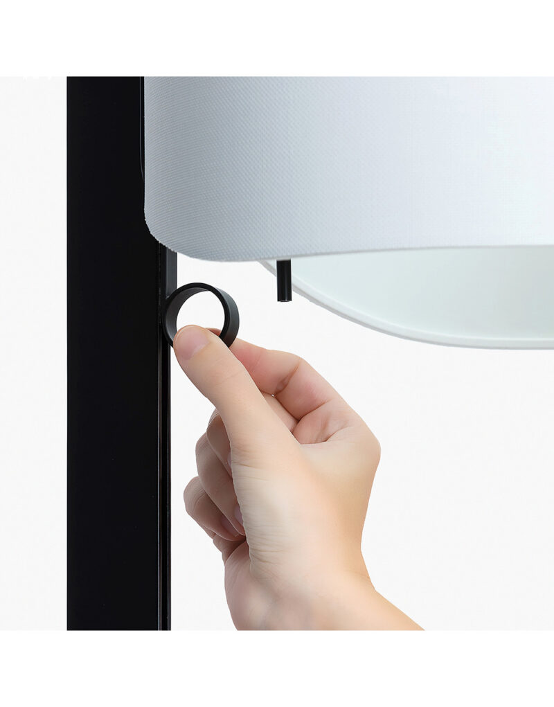 STAND UP BLACK FLOOR LAMP GREY SHADE E27 20W – 1-FR57211-03