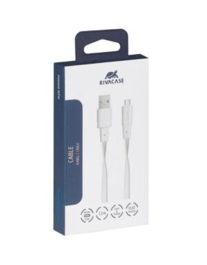 RIVACASE PS6000 Flat USB 2.0 to micro USB Cable 1.2m ΛΕΥΚΟ – 2-DVPS6000WT12