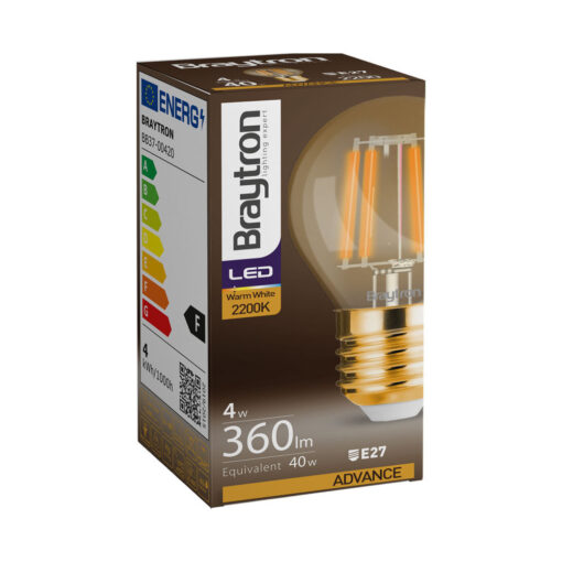Λάμπα led σφαιρικό filament μελί 4W E27 2200K – BB37-00420