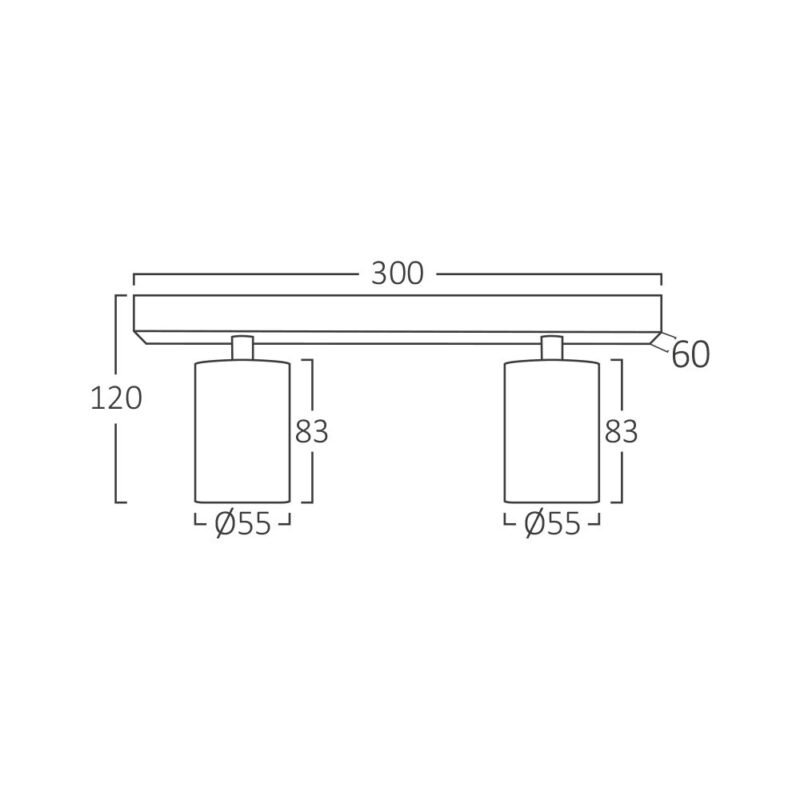 Σποτ “Beta” ράγα 2 x GU10 Μαύρο/Χρυσό – BH04-00826