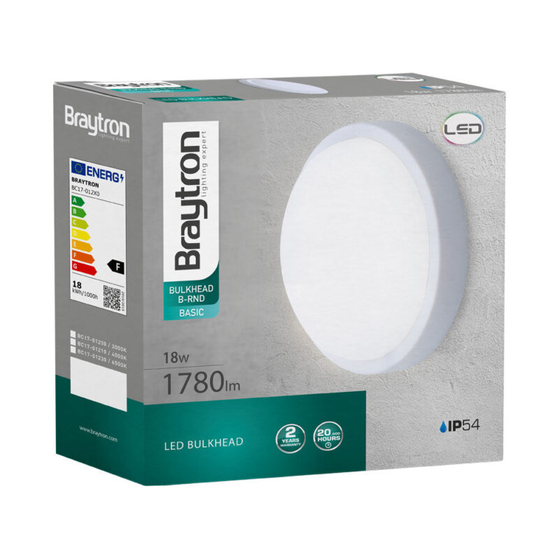 Πλαφονιέρα led “Bulkhead” 18w IP54 1780lm 3000k – BC17-01200
