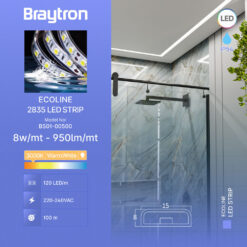 Ταινία led 2835 8w/m 950lm/m 220V IP54 3000k – BS01-00500