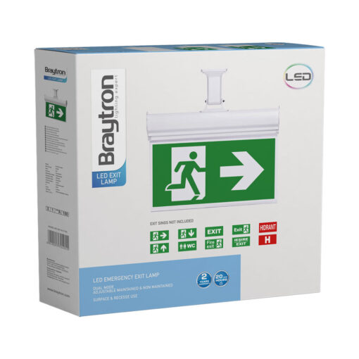 BRY-EXIT-LED-3W-HNG-IP20-WHT-EMERGENCY EXIT – BC14-01100
