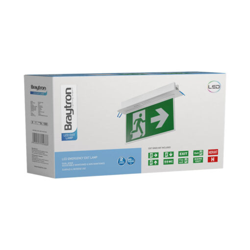 BRY-EXIT-LED-3W-RCS-IP20-WHT-EMERGENCY EXIT – BC14-01120