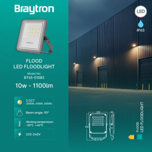 Προβολέας IP65 10W 1100 lm 3CCT (Γκρι) – BT65-01082