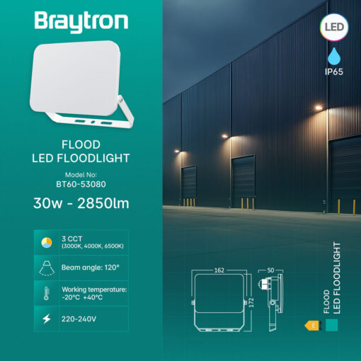 Προβολέας IP65 30W  2850 lm 3CCT  (Λευκός) – BT60-53080
