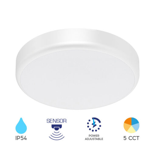 Πλαφονιέρα LED Στρογγυλή “Grande” 10/15/20W 5CCT 2000lm IP54 με Ανιχνευτή Κίνησης – BC15-00480