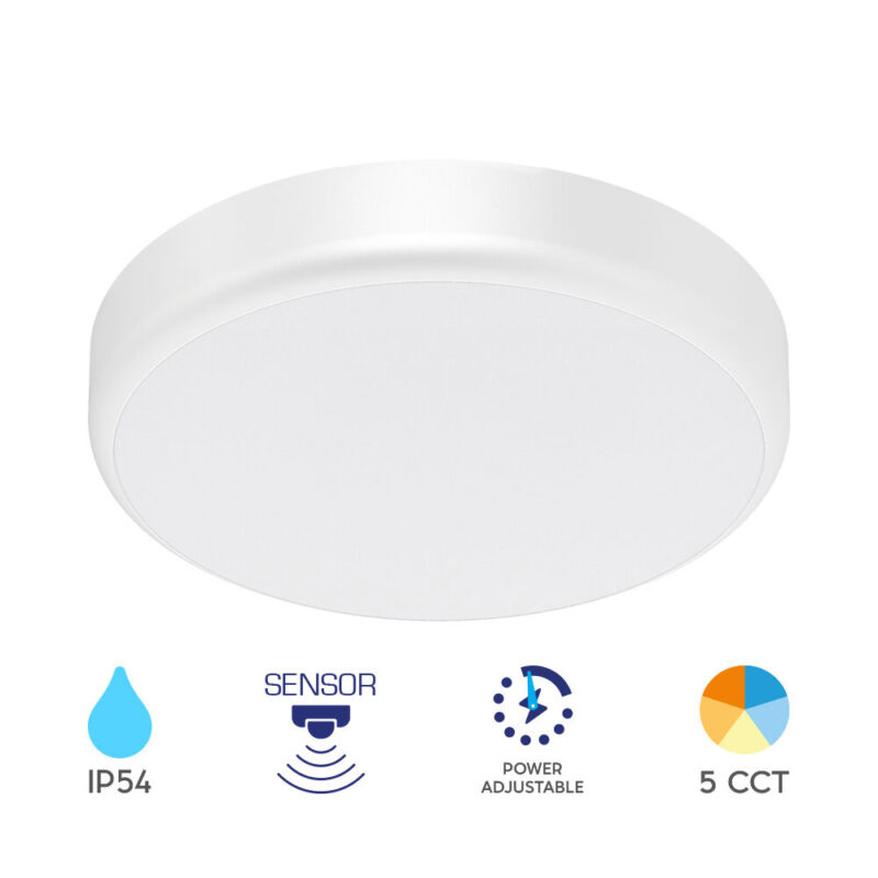 Πλαφονιέρα LED Στρογγυλή “Grande” 10/15/20W 5CCT 2000lm IP54 με Ανιχνευτή Κίνησης – BC15-00480