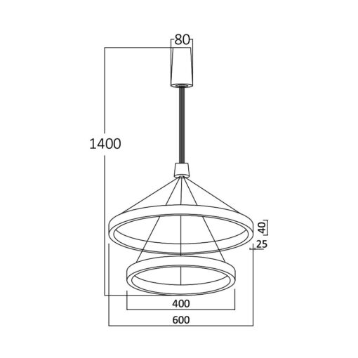 Κρεμαστό Led 65w Lina, 6500lm, CCT, (κύκλοι 60cm + 40cm) – BH16-09686