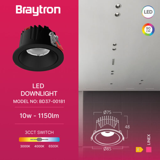 Σποτ Led Linex 10w 3CCT Μαύρο – BD37-00181
