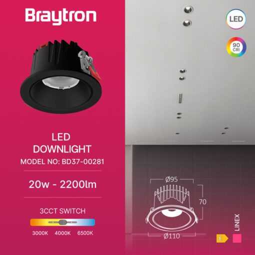 Σποτ Led Linex 20w 3CCT Μαύρο – BD37-00281