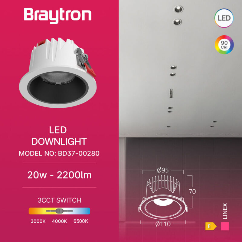 Σποτ Led Linex 20w 3CCT Λευκό/Μαύρο – BD37-00280