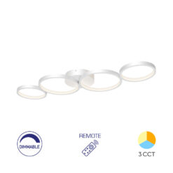 Πολύφωτο Οροφής LED με Κύκλους “Nela” 60w 6050lm CCT με Control Λευκό – BH17-04090