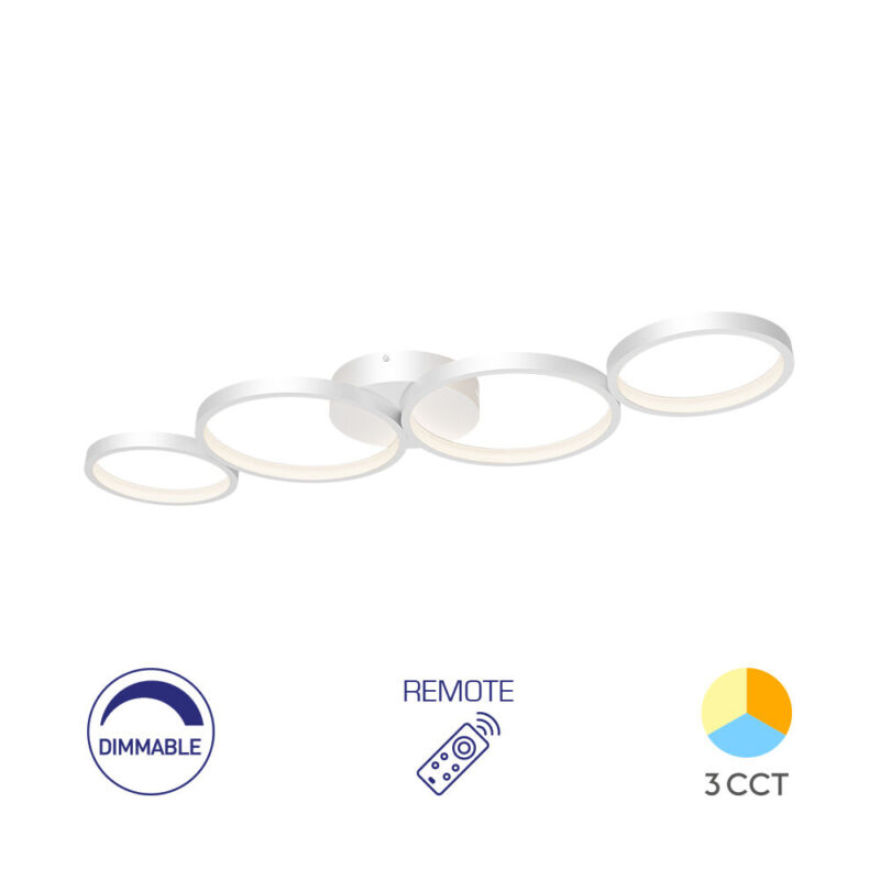 Πολύφωτο Οροφής LED με Κύκλους “Nela” 60w 6050lm CCT με Control Λευκό – BH17-04090