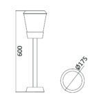 BRY-PARIS-600-1xE27-IP54-BOLLARD LIGHT – BG43-03202