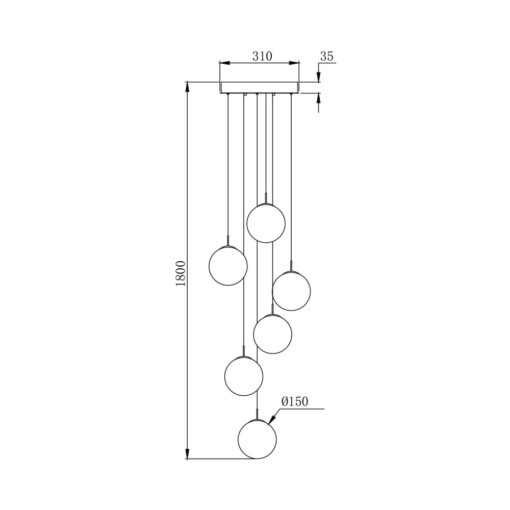 Κρεμαστό πεντάφωτο με κρύσταλλο 6xG9 – BV01-00036
