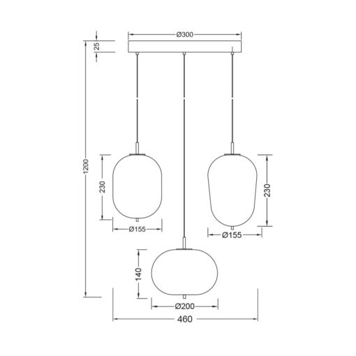 Κρεμαστό τρίφωτο 3 x Ε14 – BV01-00106