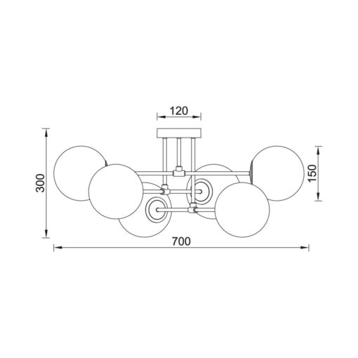 Φωτιστικό οροφής 6 x G9 μαύρο – BV01-00113