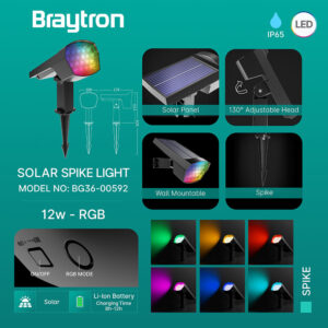 Σποτ (Solar) Καρφωτό 12W IP65 RGB Γκρί – BG36-00592