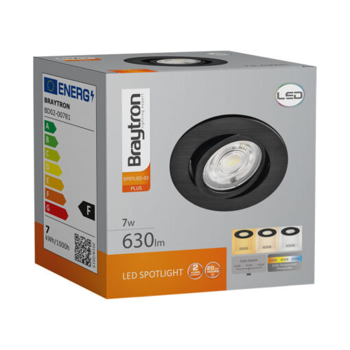 BRY-SPOTLED G3-7W-RND-BLC-3IN1-LED SPOTLIGHT – BD02-00781