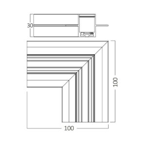 Γωνία οροφής για Μαγνητική Ράγα 48V Χωνευτή Μαύρη slim – BY41-10511